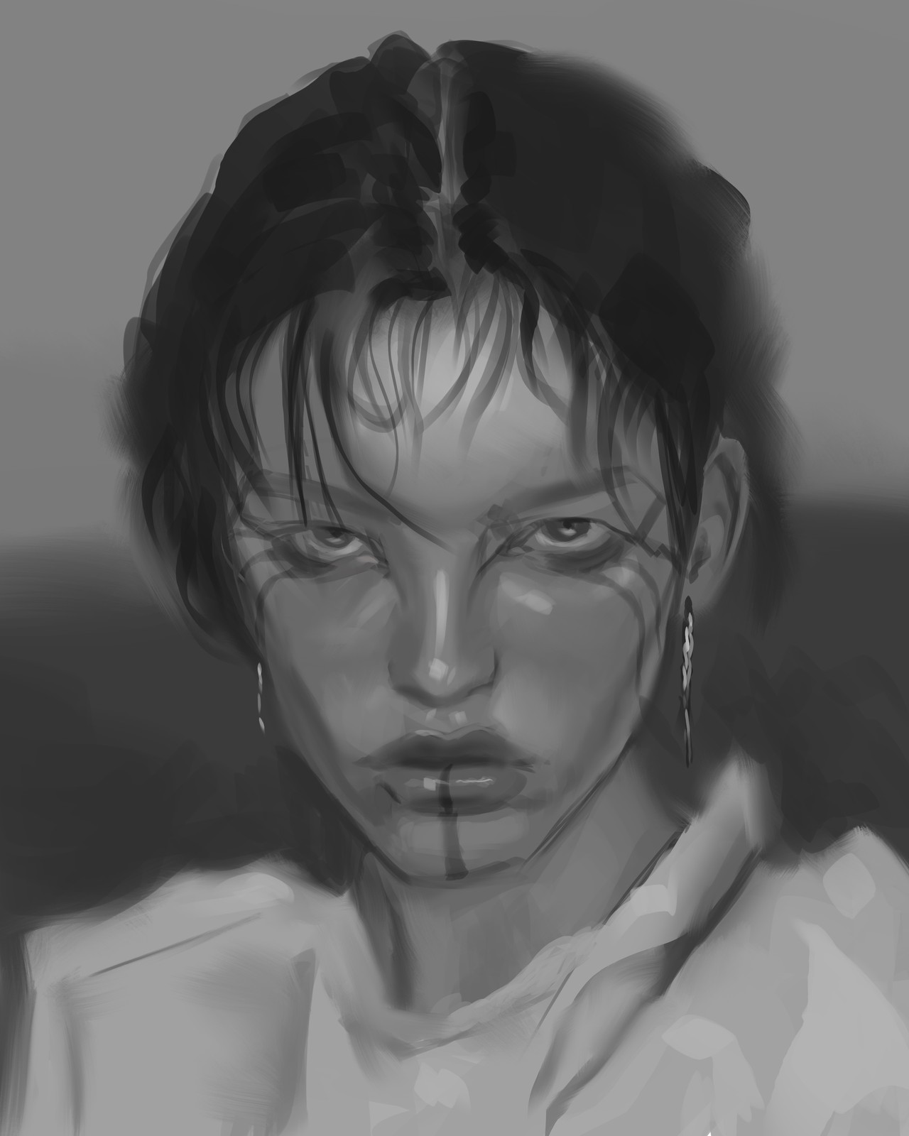 The Enchanted Warrior — grayscale value study