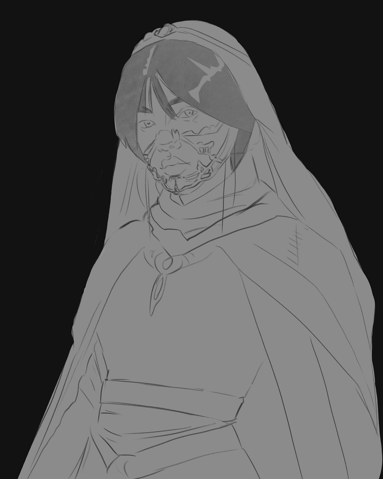 Noblewoman line sketch
