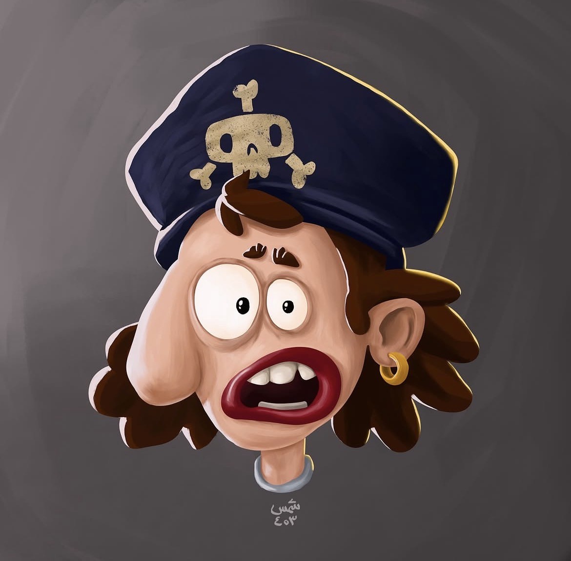 Pirate character design — wide-eyed pirate headshot